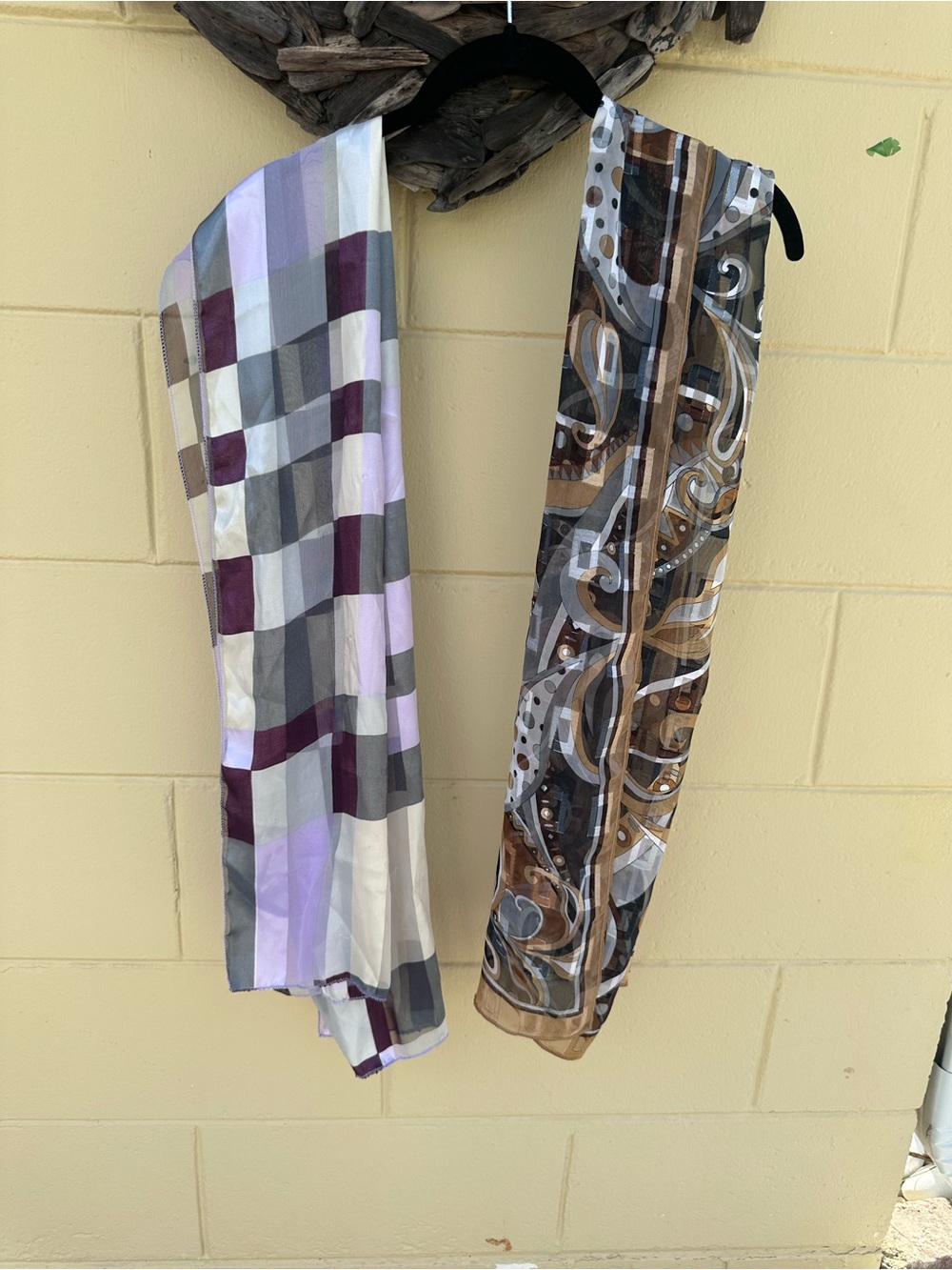 Lightweight Patterned Women's Scarfs - Purple & Brown